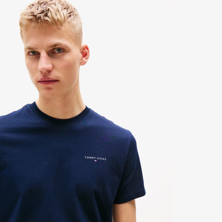 Tommy Hilfiger Tjm Slim Linear Chest Erkek Mavi T-Shirt