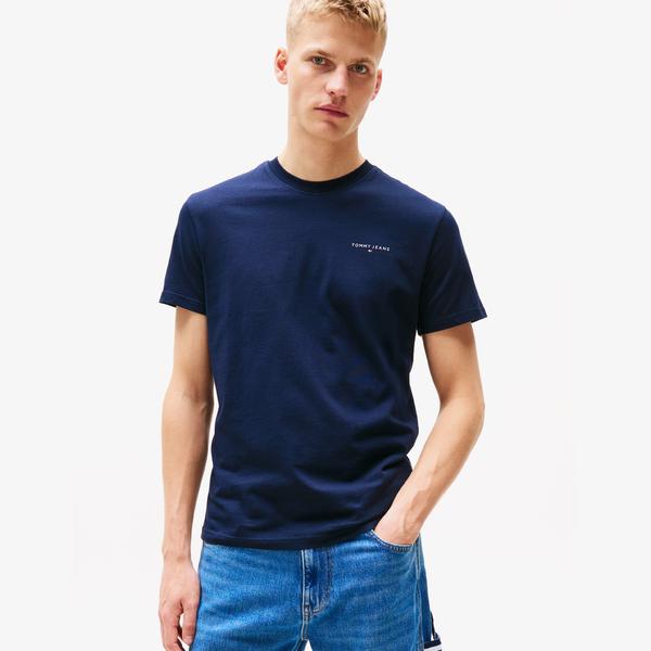 Tommy Hilfiger Tjm Slim Linear Chest Erkek Mavi T-Shirt