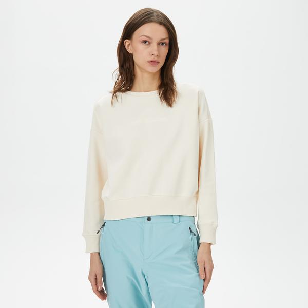 Columbia Bar Split Crop Kadın Krem Günlük Sweatshirt