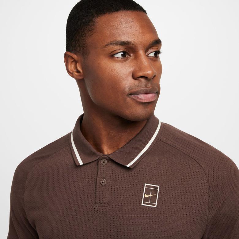 Nike Court Heritage Erkek Kahverengi Tenis Polo