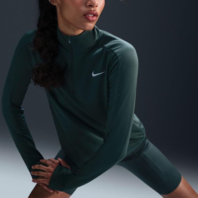 Nike Dri-Fit Pacer Zip Neck Kadın Yeşil Antrenman Üstü