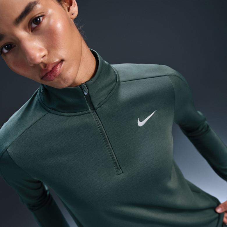 Nike Dri-Fit Pacer Zip Neck Kadın Yeşil Antrenman Üstü