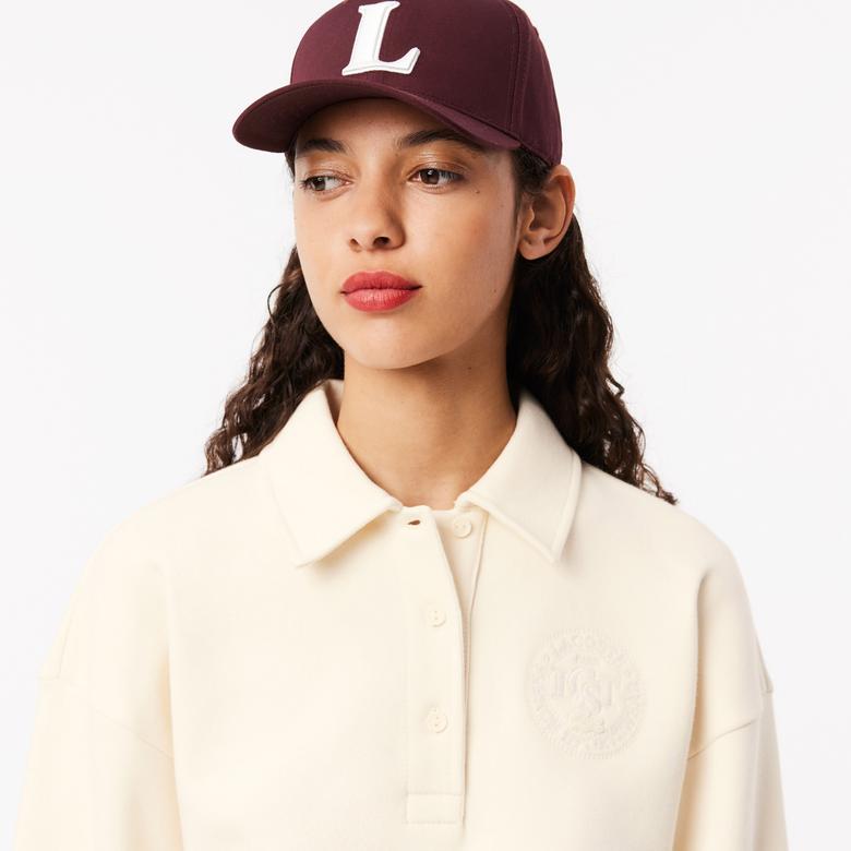 Lacoste Kadın Relaxed Fit Polo Yaka Krem Sweatshirt