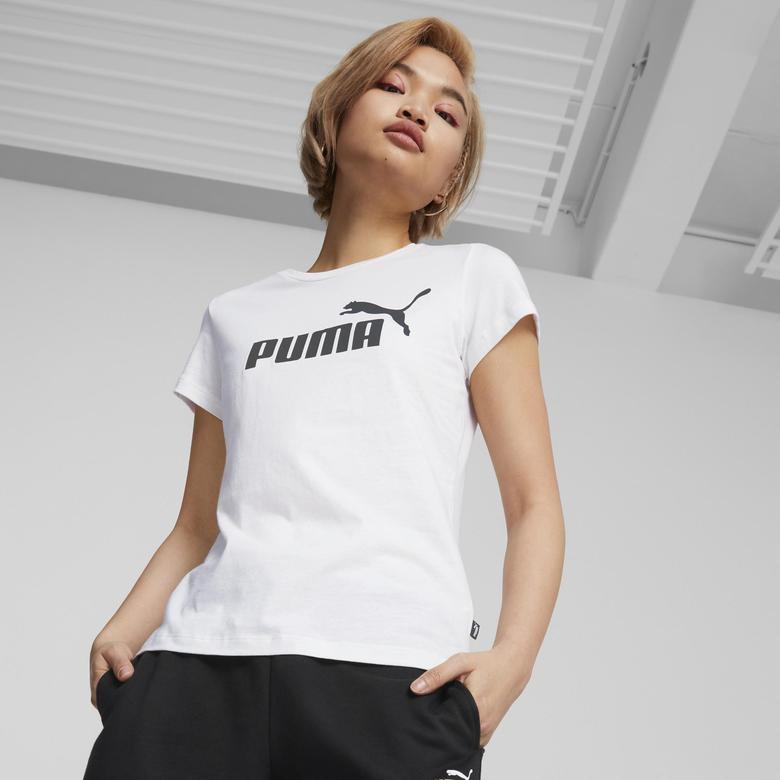 Puma Ess Logo Kadın Beyaz T-Shirt