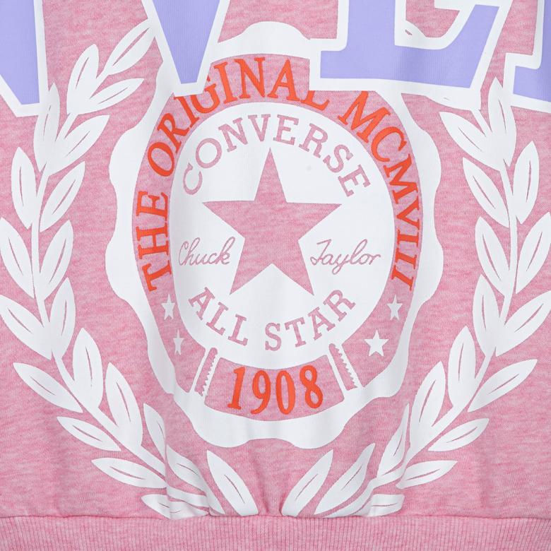 Converse Oversized Varsity Çocuk Pembe Sweatshirt