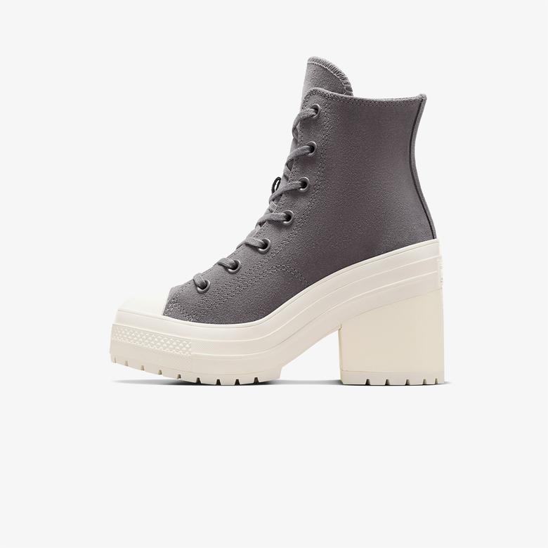 Converse Chuck 70 De Luxe Heel Unisex Gri Deri Platform Sneaker