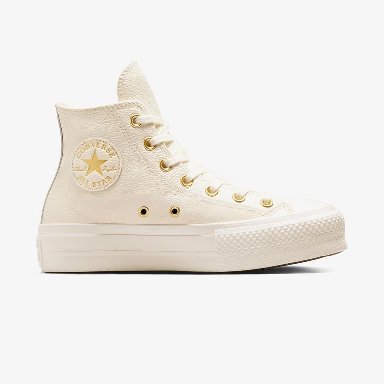Converse Chuck Taylor All Star Lift Kadın Krem Deri Platform Sneaker