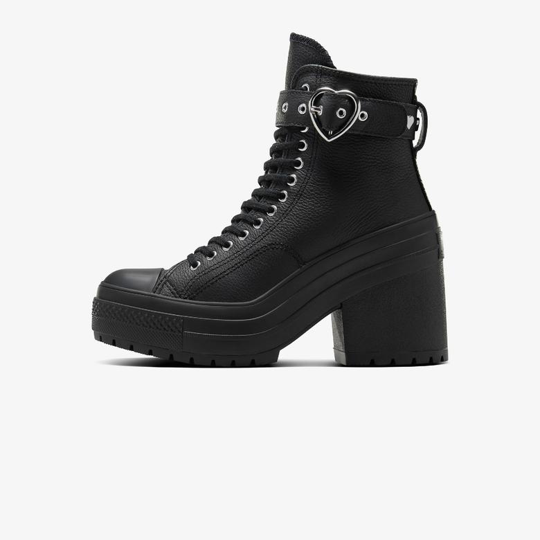 Converse Chuck 70 De Luxe Heel Unisex Siyah Deri Platform Dark Romance Sneaker