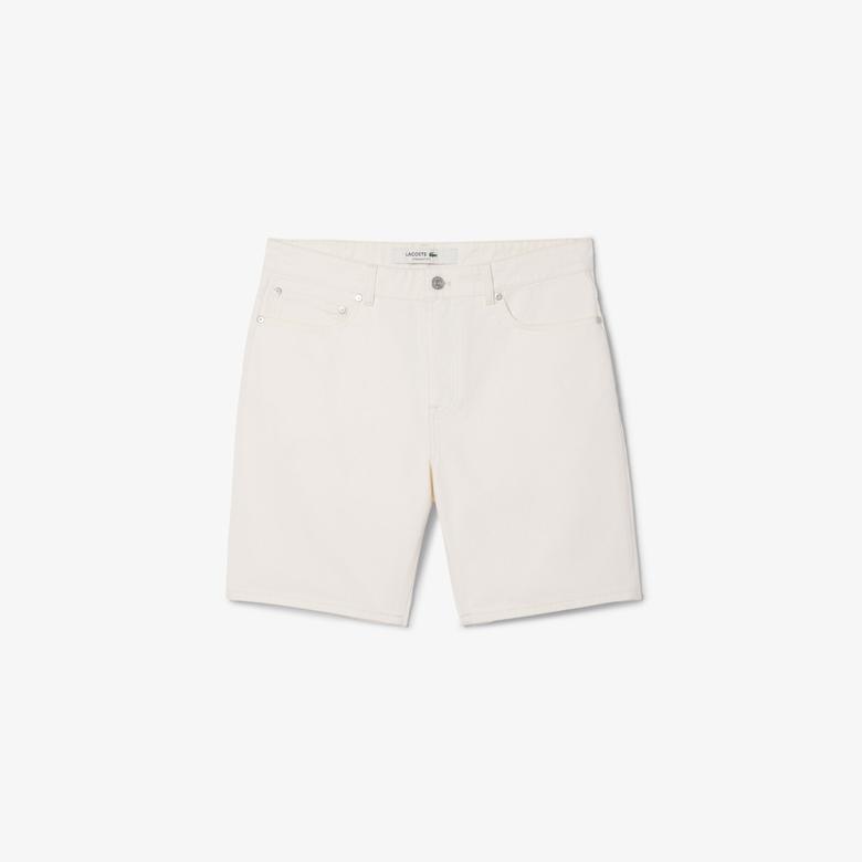 Lacoste Erkek Straight Fit Denim Beyaz Bermuda