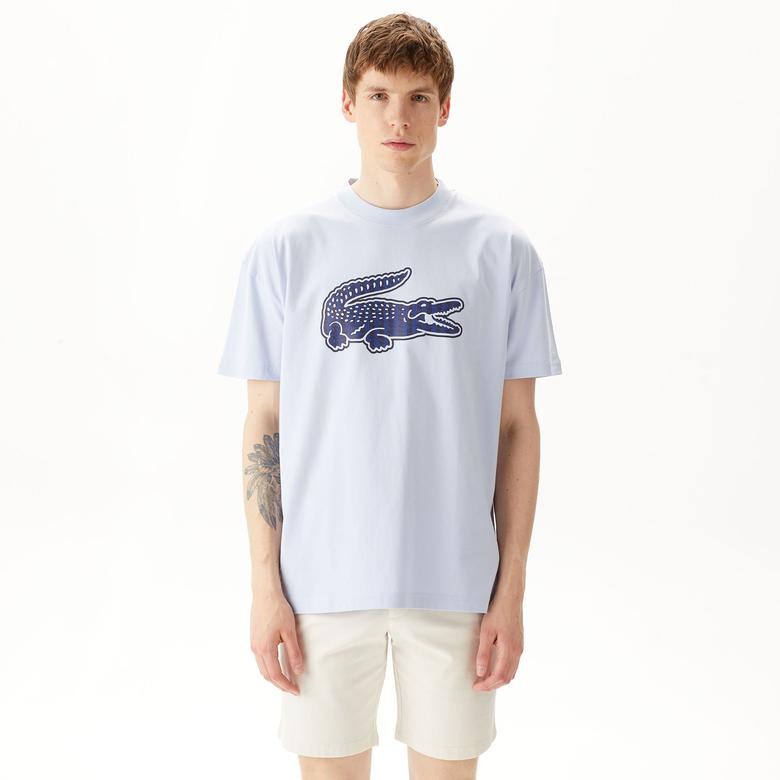 Lacoste Erkek Relaxed Fit Bisiklet Yaka Baskılı Beyaz T-Shirt