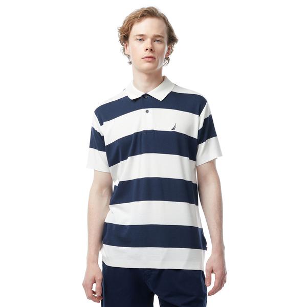 Nautica Erkek Lacivert Classic Fit Kısa Kollu Çizgili Polo