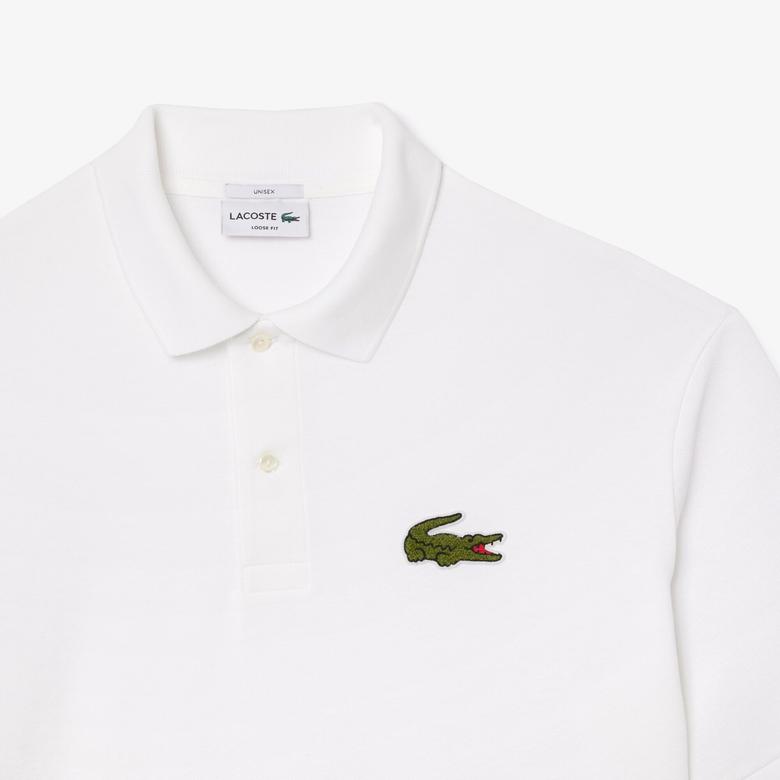 Lacoste Ribbed Collar Unisex Beyaz Polo