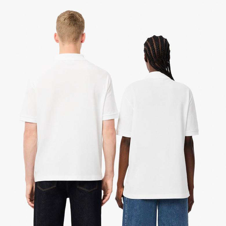 Lacoste Ribbed Collar Unisex Beyaz Polo