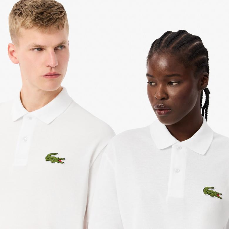 Lacoste Ribbed Collar Unisex Beyaz Polo