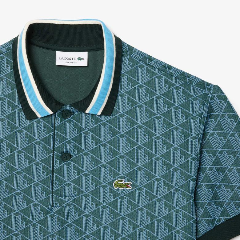 Lacoste Erkek Classic Fit Monogram Yeşil Polo
