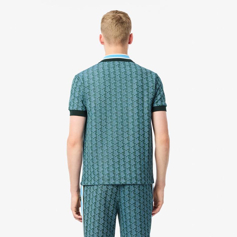 Lacoste Erkek Classic Fit Monogram Yeşil Polo