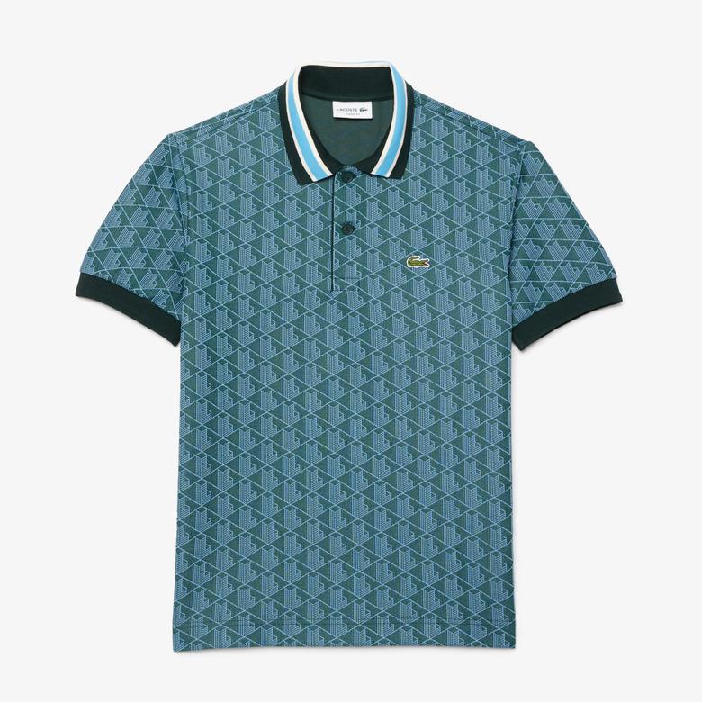 Lacoste Erkek Classic Fit Monogram Yeşil Polo