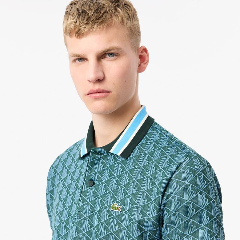 Lacoste Erkek Classic Fit Monogram Yeşil Polo