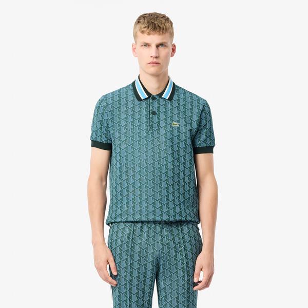 Lacoste Erkek Classic Fit Monogram Yeşil Polo