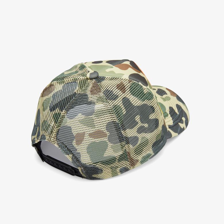 Market Smiley Camo Trucker Erkek Krem Şapka