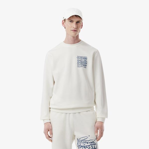 Lacoste Classic Fit Erkek Beyaz Yakalı Sweatshirt