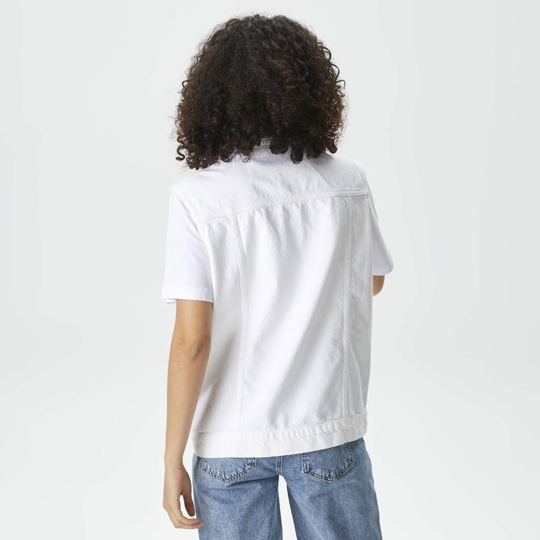Nautica Kadın Beyaz Oversize Denim Yelek