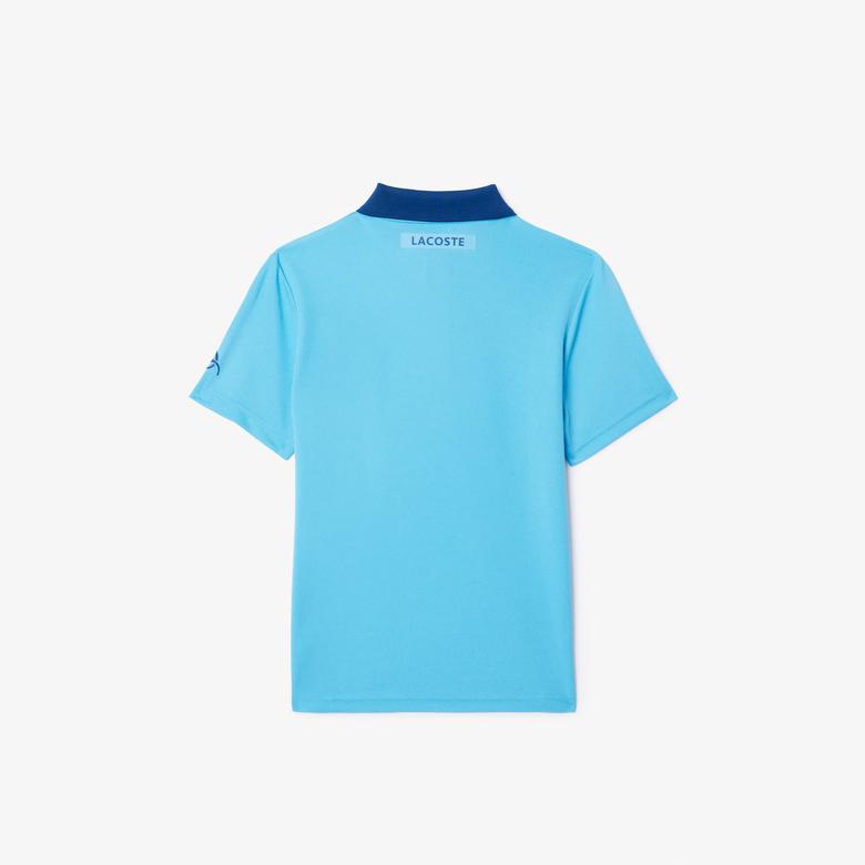 Lacoste Tenis X Novak Djokovic Erkek Çocuk Baskılı Mavi Polo