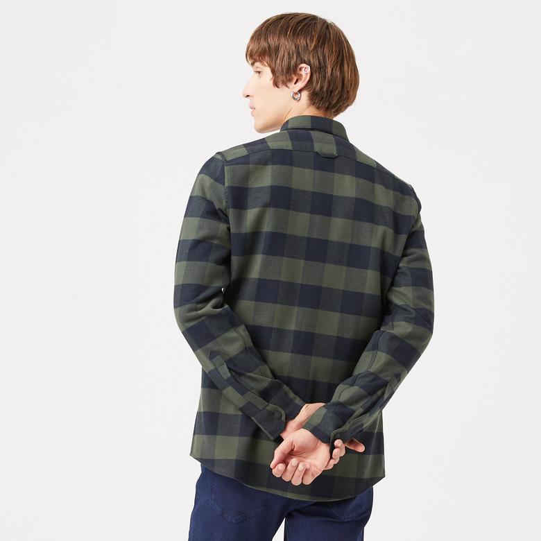 Lacoste Erkek Slim Fit Ekose Haki Gömlek