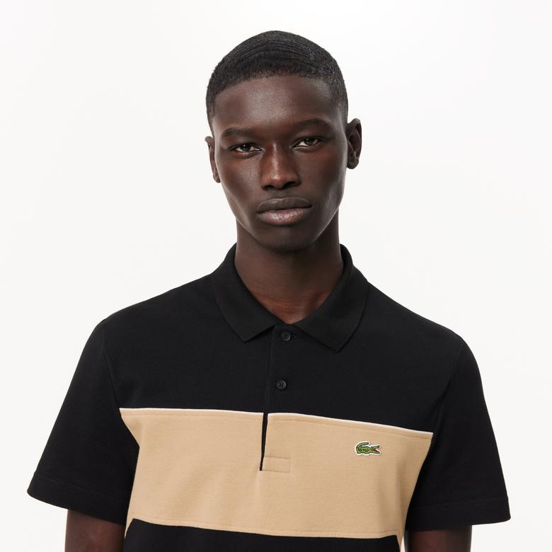 Lacoste Erkek Regular Fit Renk Bloklu Siyah Polo