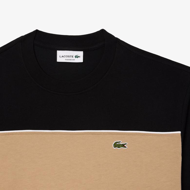 Lacoste Erkek Classic Fit Bisiklet Yaka Renk Bloklu Siyah T-Shirt
