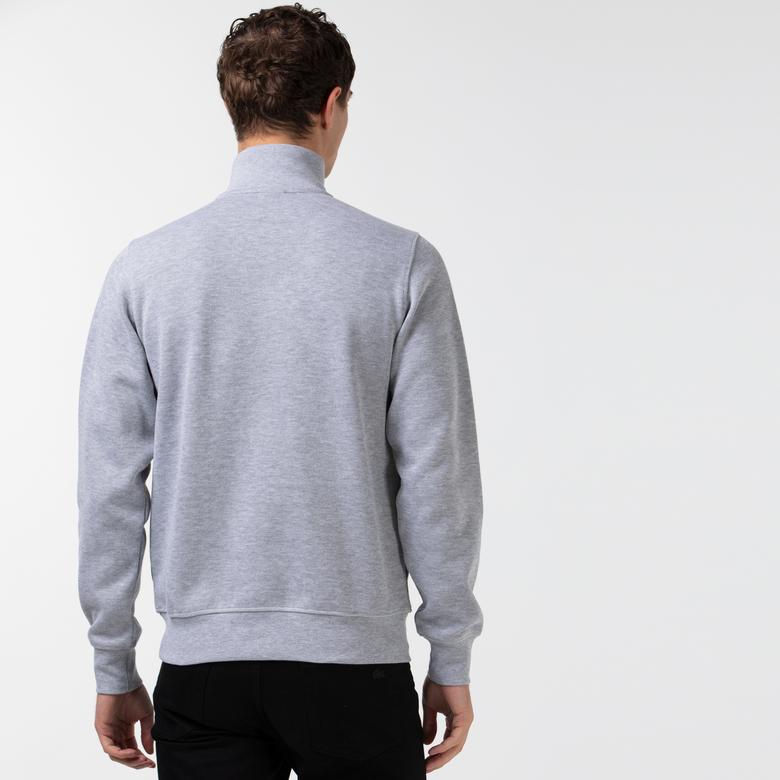 Lacoste Erkek Classic Fit Yarım Fermuarlı Gri Sweatshirt