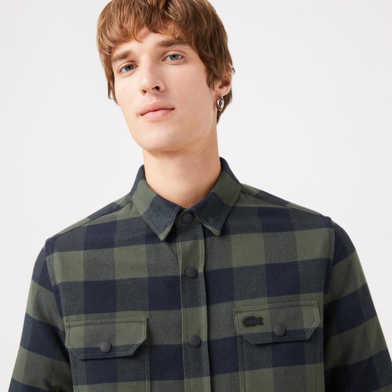 Lacoste Erkek Slim Fit Ekose Haki Gömlek