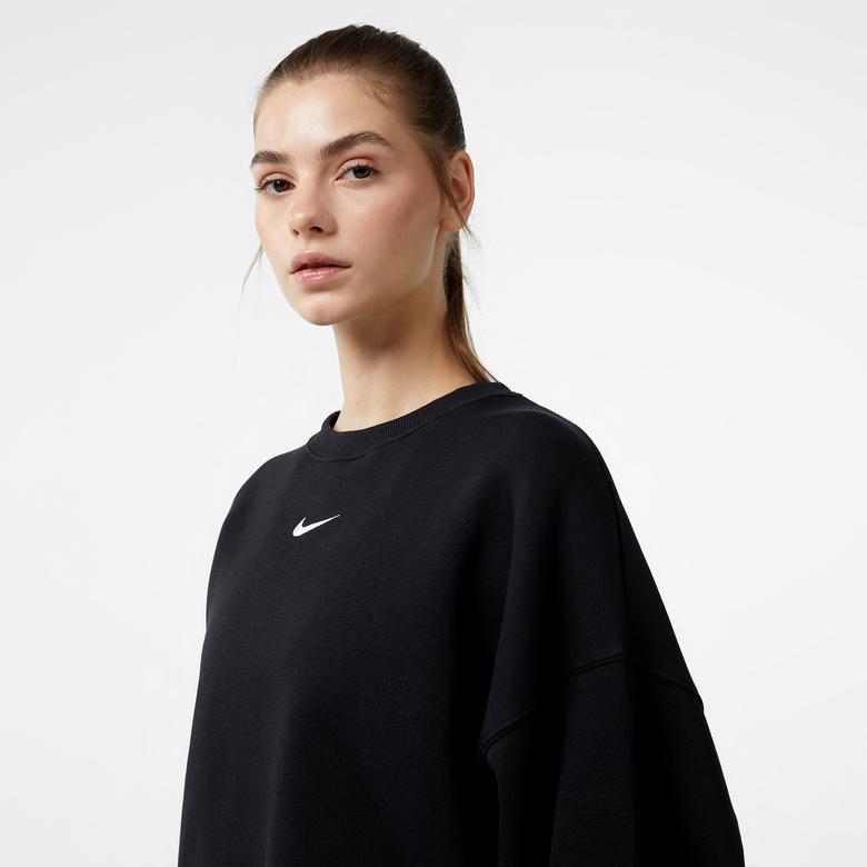 Nike Sportswear Phoenix Fleece Oversized Crew Kadın Siyah Eşofman Üstü