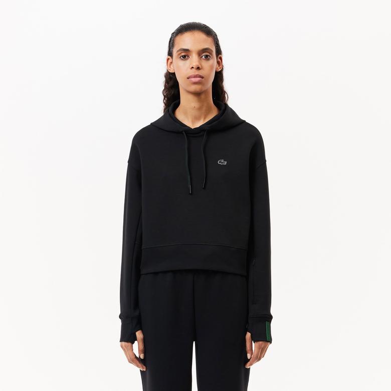 Lacoste Kadın Relaxed Fit Kapüşonlu Siyah Sweatshirt