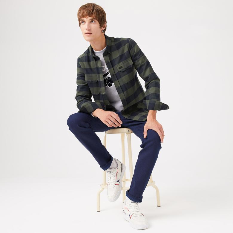 Lacoste Erkek Slim Fit Ekose Haki Gömlek