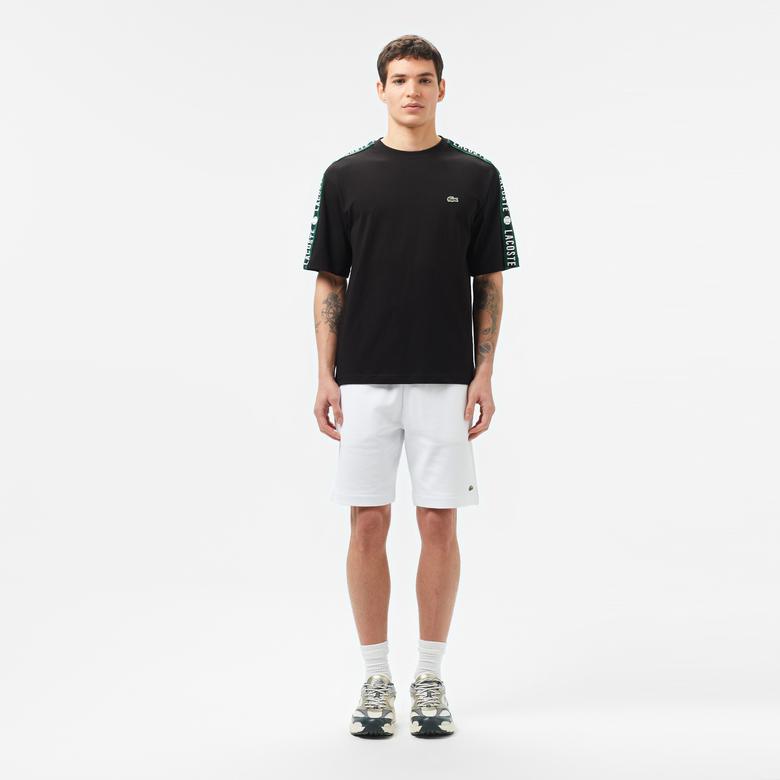 Lacoste Erkek Relaxed Fit Bisiklet Yaka Baskılı Siyah T-Shirt