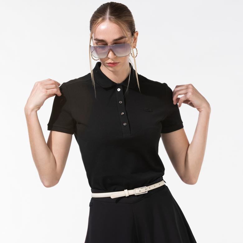 Lacoste L.12.D Kadın Slim Fit Siyah Polo