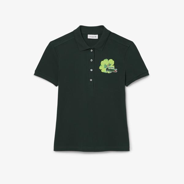 Lacoste Kadın Slim Fit Koyu Yeşil Polo