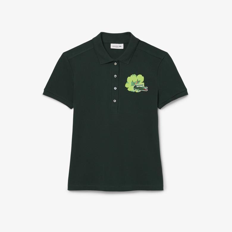 Lacoste Kadın Slim Fit Koyu Yeşil Polo