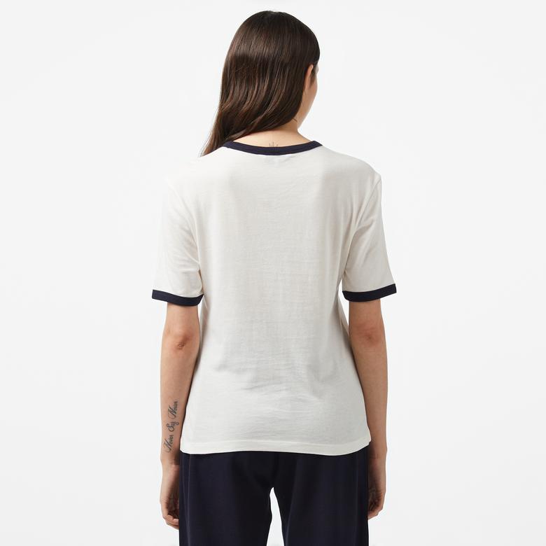 Tommy Hilfiger Varsity Ringer Kadın Beyaz T-Shirt