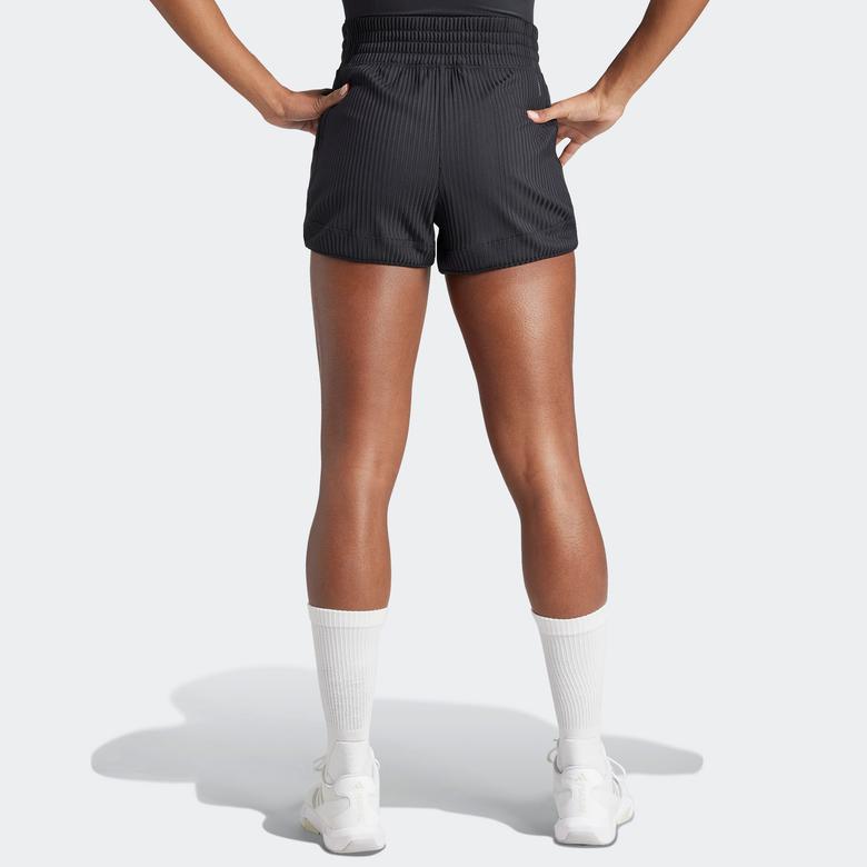adidas Pacer All Gym Seasonal Rib High Rise Tonal 3 Stripes Kadın Siyah Antrenman Şort