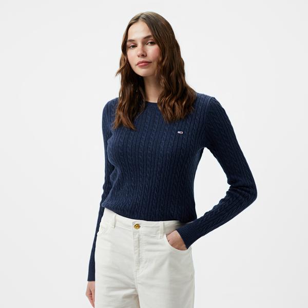 Tommy Jeans Kadın Mavi Triko