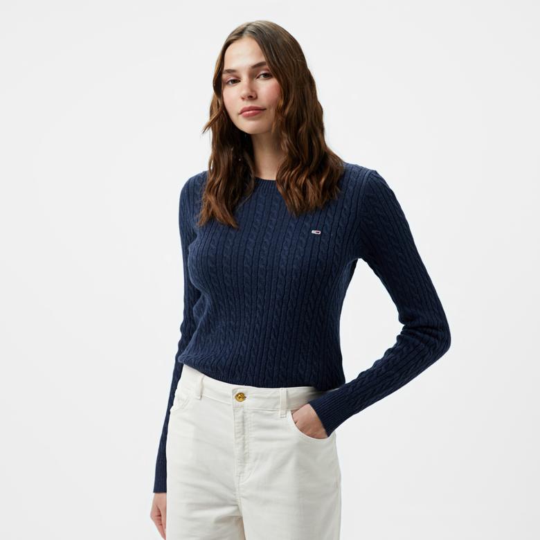 Tommy Jeans Kadın Mavi Triko