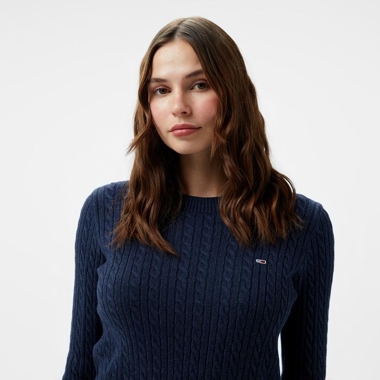 Tommy Jeans Kadın Mavi Triko