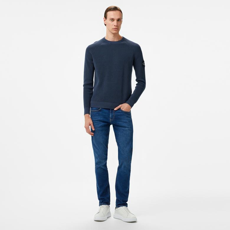 Calvin Klein Jeans Erkek Mavi Triko