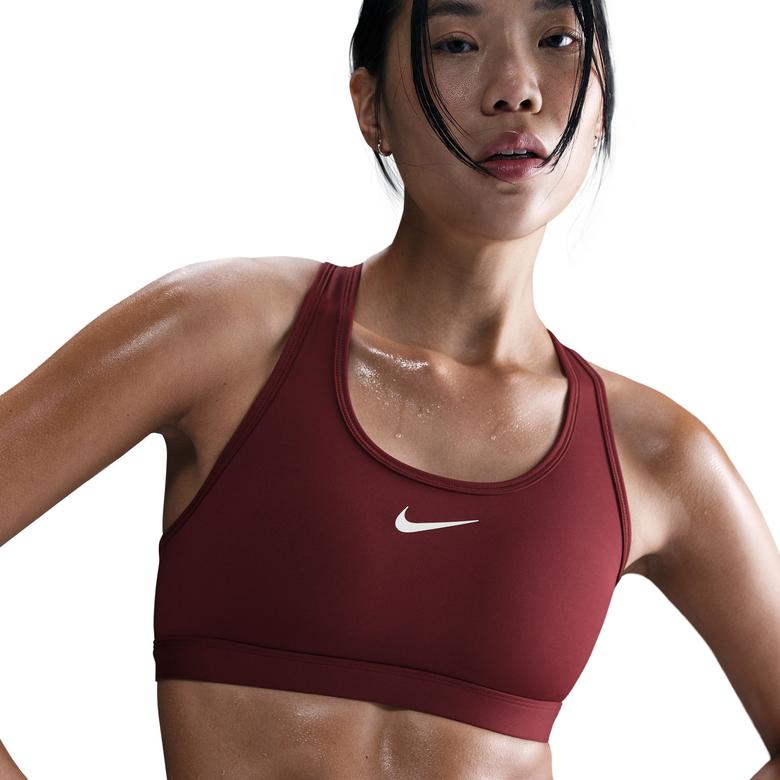 Nike Swoosh Medium Support Kadın Bordo Antrenman Bra