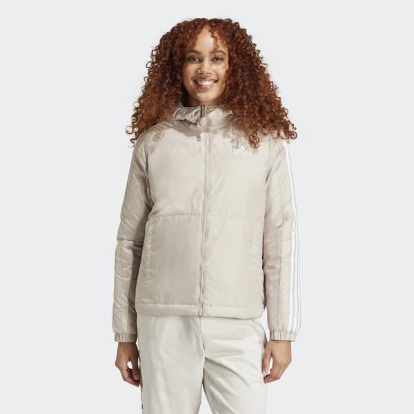 adidas Sportswear Essentials 3 Striped Insulated Kadın Bej Mont