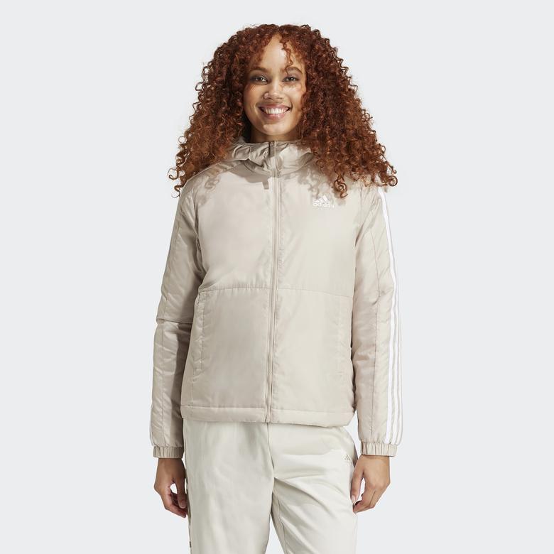adidas Sportswear Essentials 3 Striped Insulated Kadın Bej Mont