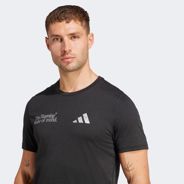 adidas Ultimate Metallic Graphic Erkek Siyah Koşu T-Shirtü