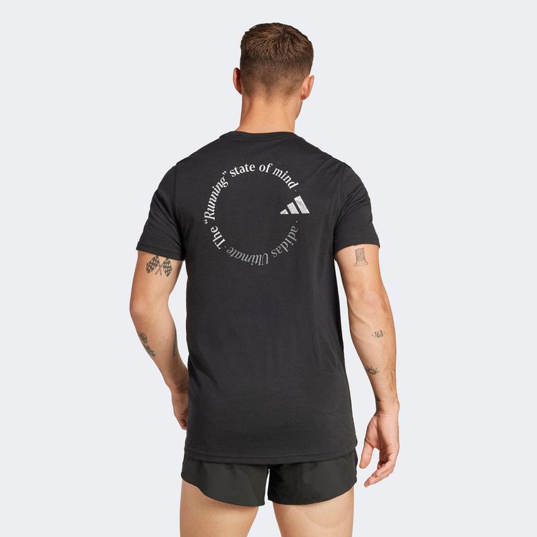adidas Ultimate Metallic Graphic Erkek Siyah Koşu T-Shirtü